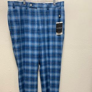 Lauren Ralph Lauren turquoise plaid dress pants size 36W X 32L NEW w/tags